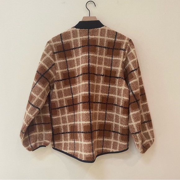 THE GREAT. Sherpa Bomber in Woodsmoke Plaid - Picture 9 of 13